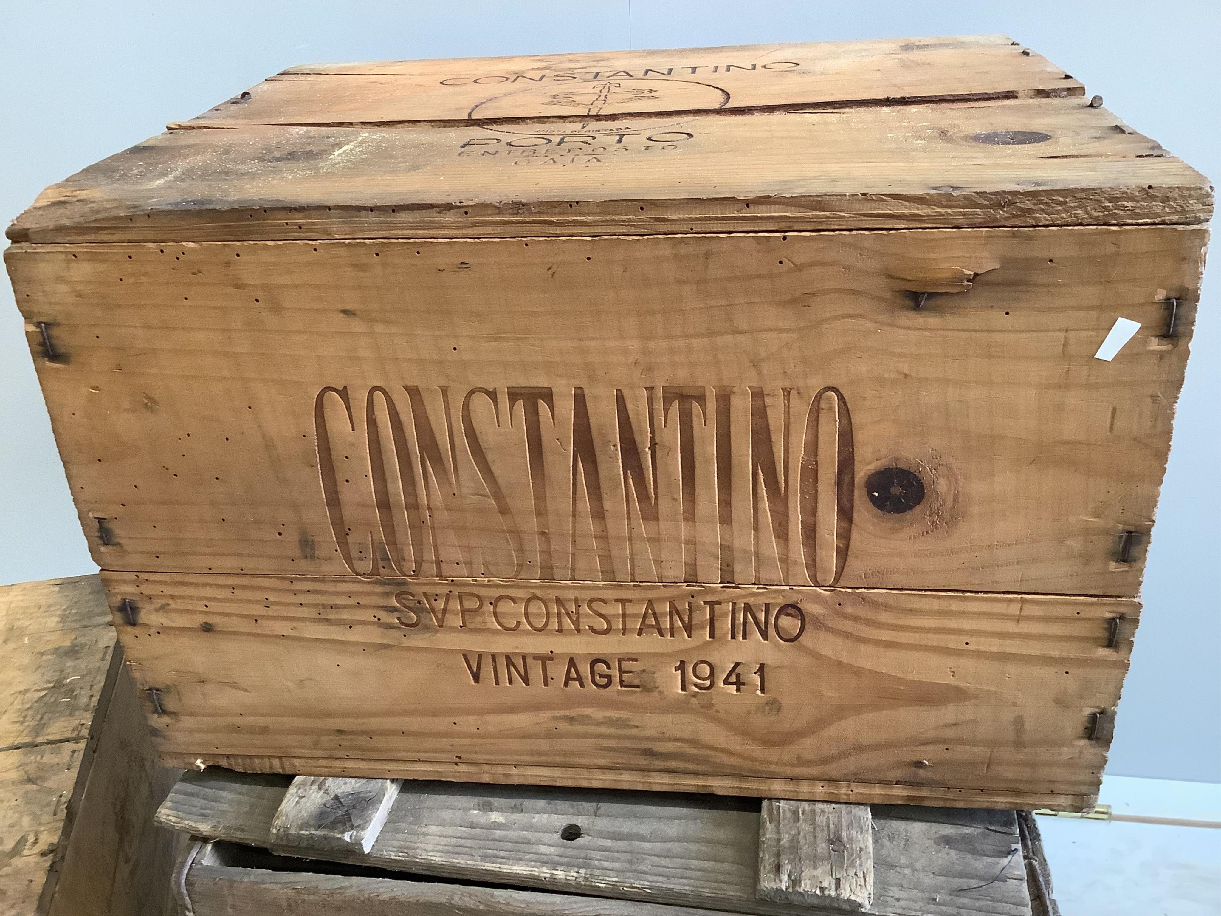Seven vintage port, whisky and fruit crates, largest width 43cm, height 27cm. Condition - poor
